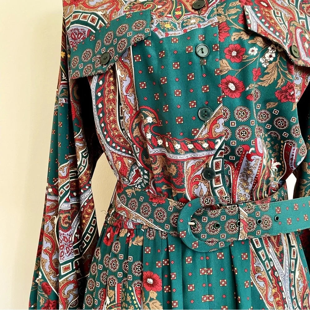 SOLD :: Vintage 80s Paisley Patterned Shirt Dress - Picture 3 of 5